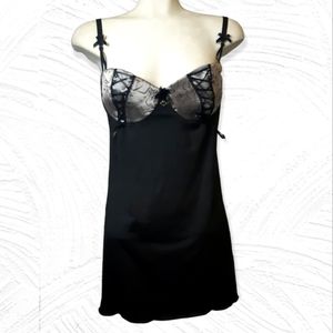 Coquette vintage babydoll slip satin bow tie bra lingerie XL